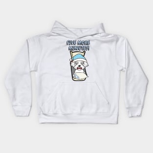 Lazy white dog cant get out of bed Kids Hoodie